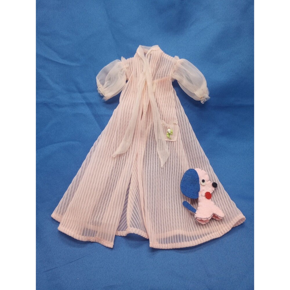 Vintage Barbie Clothes 1959 - Nighty Negligee Pink Robe and Dog #965